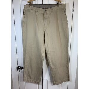 Vtg‎ LL Bean Heavy Pants Slacks Mens 40x30 Khaki Tan Basic Dad Classic (39x29)